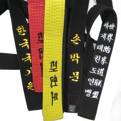 China Multicolor Martial Arts Durable Custom Hot Sale Taekwondo Embroidered Master Belt Karate Black Belts for sale