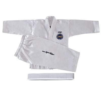 China Durable custom logo wtf approved martial arts uniforms embroidery itf taekwondo training uniform for sale