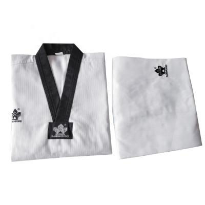 China Durable Custom White Kids Jacquard Polyester Cotton Breathable Taekwondo Uniform for sale