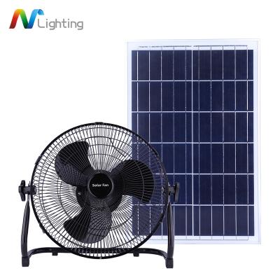 China Household 15W 25W Home Indoor Solar Standing Fan With 12 Inch Panel Outdoor Garden Electric Solar Fan for sale