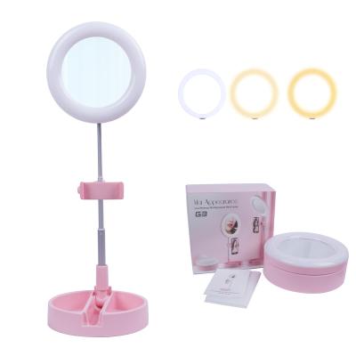 China ABS+PC+ALUMINUM AIO-6N-C Clip Camera Mobile Phone Tiktok Amazon Led Phone Led Ring Light With Tripod Stand for sale