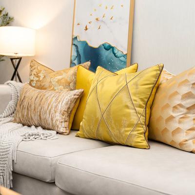 China PORTABLE Nordic textured luxury modern plaid jacquard decorative throw pillow case cushion cover for couch for sale