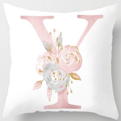 China Decorative Anti-static Rose Letter Polyester Pillow Cushion Covers Pillowcase For Sofa for sale