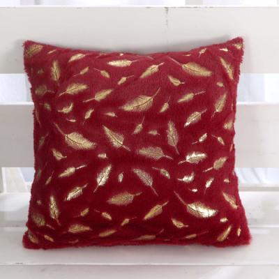 China PORTABLE Japanese Style Short Fleece Gilding Leaves Stamping Effect Cushion Covers For Home Decor for sale