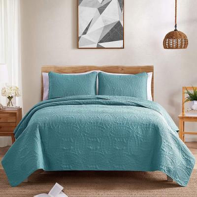 China Amazon Nondisposable Hot Sale Luxury Wholesale Quilted Three Piece Embroidery Bedspread Set Coverlet for sale