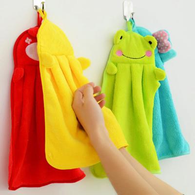 China Baby Nursery Hand Towel Baby Bath Towels Toddler Soft Sustainable Plush Cartoon Animal Hanging Bathing Towel For Kids for sale