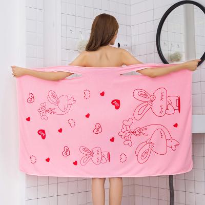 China Wholesale Customized Hypoallergenic Beauty Polyester Women Bath Robe Towel Bathrobe Wearable Towel for sale