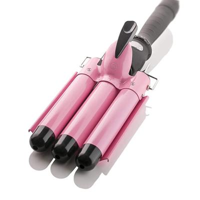 China Amazon Best Seller Professional Custom Ceramic LED Hair Curler Safety 3 Barrel Wave Triple Curling Iron for sale