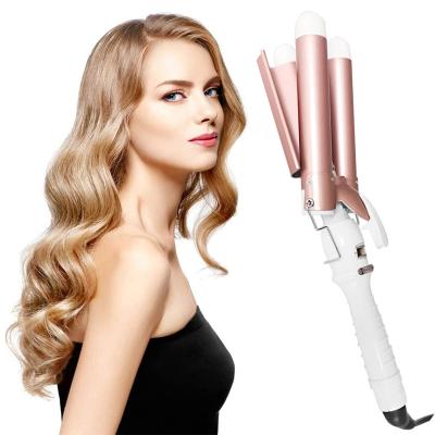 China Best Three Barrels Large Custom Professional Ceramic Ionic Ceramic Wave Hair Curler Automatic Curling Iron Household Plug LCD Hair Hesitate Hair Curler for sale