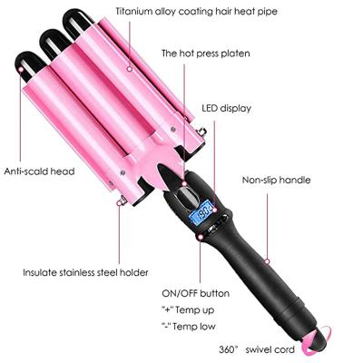 China Household New Arrival Waves Hair Curler Household Hair Curling Iron Machine 3 Ceramic Barrels Wave Hair Straightener Professional Hair Curler for sale