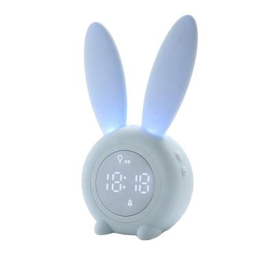 China Classes Creative Rabbit Timing Alarm Clock Sleep With Rabbit Led Soft Light Night Light for sale