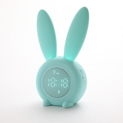 China Class Cute Rabbit Silicone Alarm Clock Smart Digital Lead Decorative Light for sale