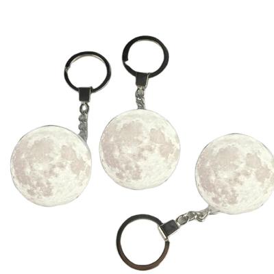 China Lighting 3D Moon Key Chain Decoration Night Lamp Double Side Light Glass Ball Key Chain for sale