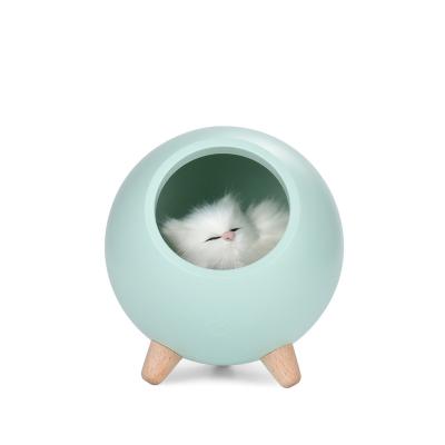 China Small Eco-friendly Cat Usb Night Lamp Lovely Kitten Led Wooden Decorative Pet Room Light for sale