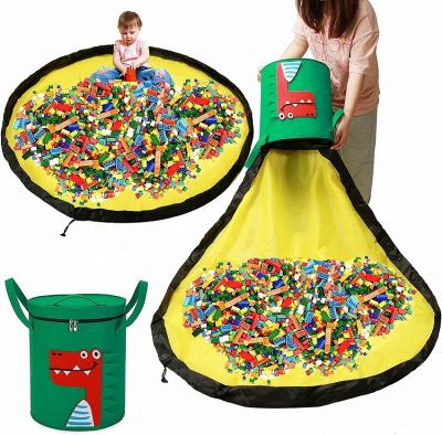 China China Factory Multifunctional Premium Animal Cartoon Pour and Play 2 in 1 Toy Mat and Felt Storage Bag for Toys Games Craft Supplies for sale