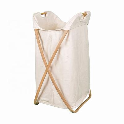 China Eco-friendly Durable Home Folding Bamboo Laundry Basket Butterfly Basket For Laundry Storage for sale