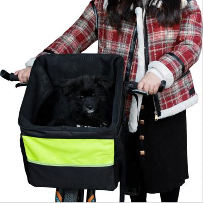 China Breathable Foldable Soft-sided Reflective Dog Cat Bike Basket Carrier Strips For Small Cats And Medium Dogs for sale