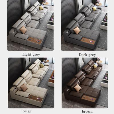 China Modular Modern Sofas Living Room Furniture Light Gray Leather Sofa Set Leather Sofa for sale