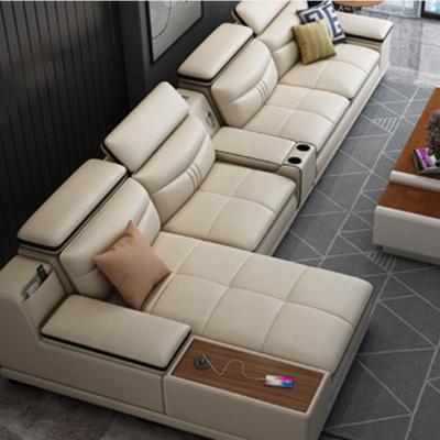 China Modular Brown And Beige Fabric Sofa European Style Italian Luxury Upholster Leather Sofa Living Room Sofa Set L Shaped Sectional for sale