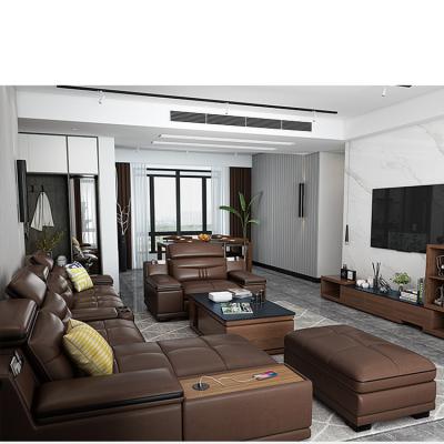 China Modular Modern Design Adjustable Headrest Sofa Furniture Living Room Sectional Genuine Leather Sofa Set for sale