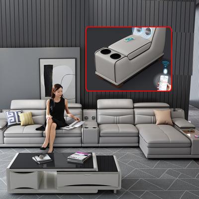 China Modular Leather Sofa Bed Good Quality Living Room Furniture Leather L Shaped Corner Couch Set Leather Sofa for sale