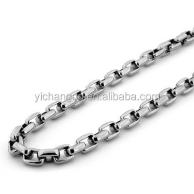 China Polished Titanium Box Link Chain Necklace With Titanium Lobster Clasp for sale