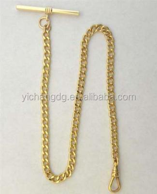 China Stainless Steel PVD Pocket Watch Chain Gold Plated T-Bar Watch Swivel Clasp for sale