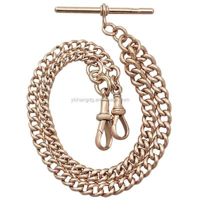 China Fancy Yellow Gold Stainless Steel Double Link Pocket Watch Chain for sale