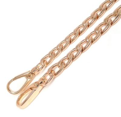 China Jewelry Gold Tone Flat Stainless Steel Handbag Chains Handles Purse Handles Shoulder Straps Replacement, Gold Metal Chains Chain for sale