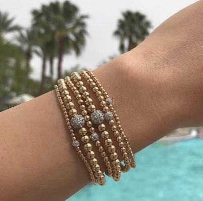 China TRENDY Fashion Daily Bracelet Metal Beaded Bracelet Gold Layering Beaded Bracelet With Diamond Ball for sale