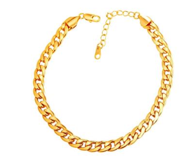 China 2020 Design Fashion Jewelry Stainless Steel CLASSIC Gold Plated Anklet Chain 18k Cuban Link Chain Anklet For Women Men Summer Gift for sale