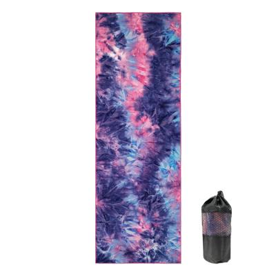 China Wholesale Custom Compressed Dyed Knot Quick Dry Portable Soft Microfiber Yoga Towel Colorful Fashion With Silicone for sale