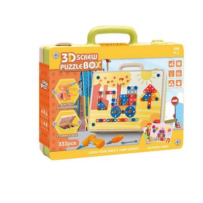 China Creative 3d Puzzle Kids DIY Toy 3D DIY Puzzle Building Block Eco-friendly Material With Screw Electric Creative Box Educational Toy for sale