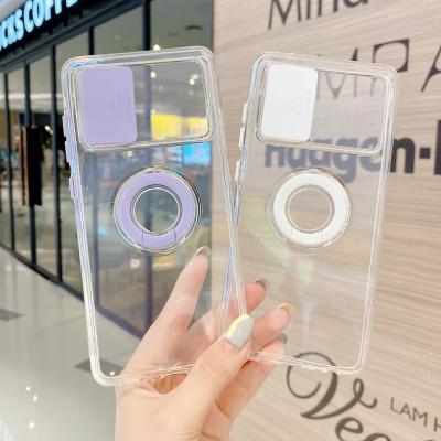 China Shockproof Slide Camera Ring Holder Clear TPU Phone Cover Protective Case For Samsung A52 5G for sale