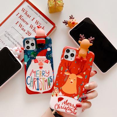 China High Quality PC MI TPU 3D Deer Christmas Snowman Cell Phone Cases Cover For iPhone 12 11 XS XR Max for sale