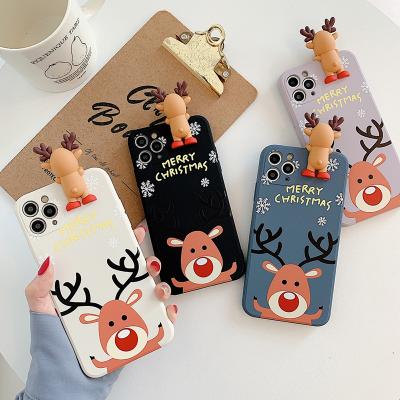 China Free Shipping TPU Christmas Gift Phone Case 3D Deer Snowman For iPhone 12 12 MINI 12 PRO max for sale