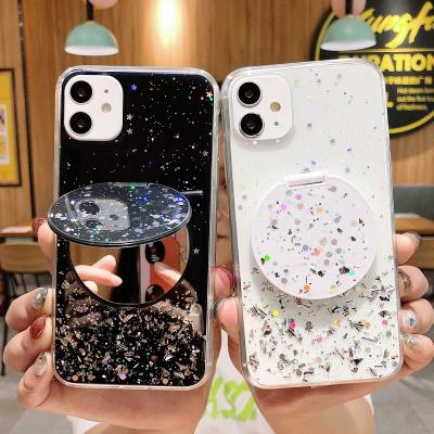 China Free Shipping Shockproof Circle Bling Mirror Phone Case For iPhone 11 Pro Max Soft TPU Stand Cover Back for sale