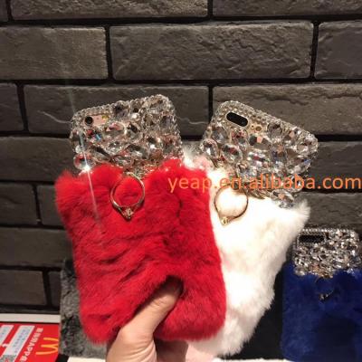 China Free Shipping Luxury Fancy Diamond Crystal Stones Fur Phone Case For iPhone 11 pro XR XS 8 X 6 7 plus cell phone back cover MDPC287 for sale