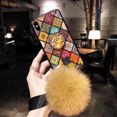 China PC For iPhone 12 11 XS max X 7 Plus Fashion Soft TPU Phone Case With Fur Ball Wrist Strap for sale