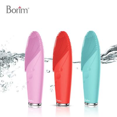 China Borim CE Borim Mini Portable Wireless Charging Electric FCC ROHS DEEP CLEANSING Silicone Ultrasonic Deeply Vibrating Sonic Facial Cleansing Brush for sale