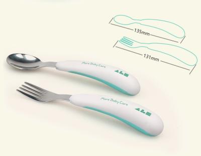 China BPA Free Baby Feeding Learning Tableware PP Strip And Stainless Steel Spoon And Fork for sale