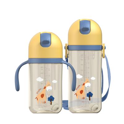 China BPA Free Kids Water Bottle Set 280ml /360ml Straw PPSU Plastic Drinking Bottle With Handle For Toddler for sale