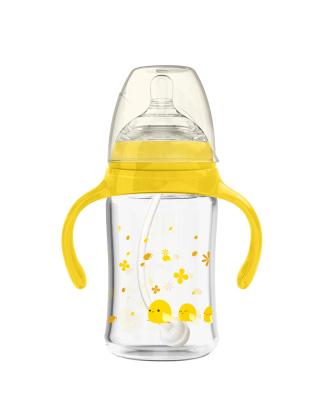 China 2021 New High Design 240ML Borosilicate Glass Infant Baby Bottle BPA Free With Handle for sale