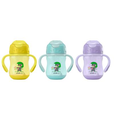 China 240ML PP Sustainable Promotional BPA Free Baby Bottle Kids Drinking Water Bottle With Straw And Handle for sale