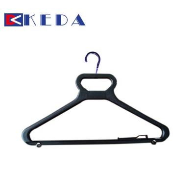 China CLASSIC Black PP Plastic Coat Hanger With Folding Hook for sale