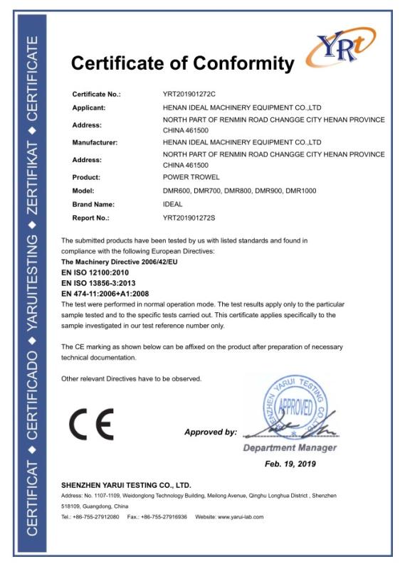 CE - Henan Ideal Machinery Equipment Co., Ltd.