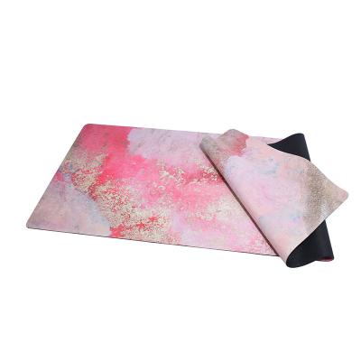 China Customized Soft Print Anti Slip Natural Rubber Foldable Travel Suede Microfiber Organic Eco Friendly Yoga Mat for sale