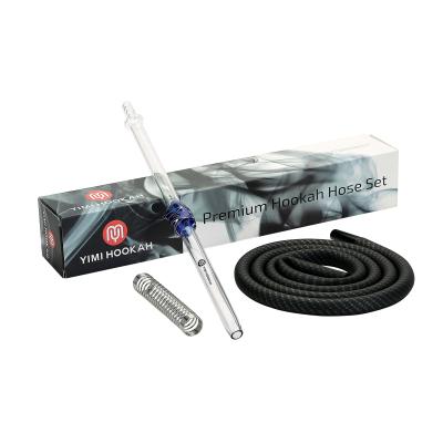 China Premium High Borosilicone Yimi Glass Hookah Hose Set Glass Hose+Mouthpiece+Carbon Silicone Spring+Aluminum Hose Adapter+Yimi Brand Paper Box for sale