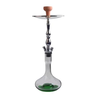 China Hookah Silver Color Premium Brass Material Smoking Shisha With Bowl Silicone Hose Smoking Pipe Ceramic Water Pipe for sale