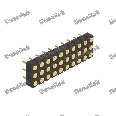 China Straight Type Header PogoPin PCB Dnenlink 3.00mm Pitch Triple Row H2.5mm Concave Contact SMT Female Connector for sale